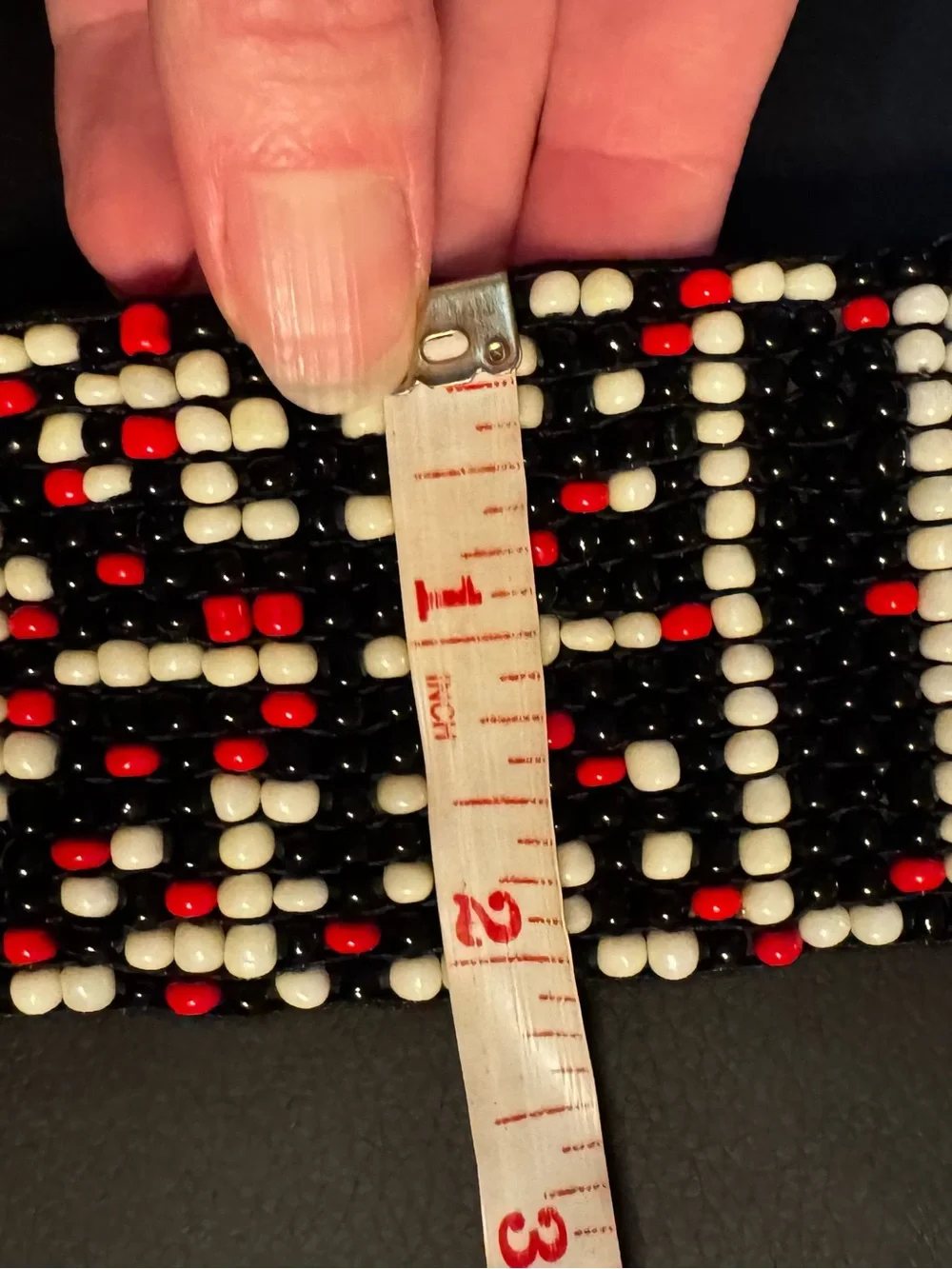 Anthropologie Black, Red & White Beaded Waist Belt